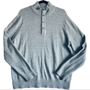 Banana Republic Marled 1/4 Button Pullover Grey XL